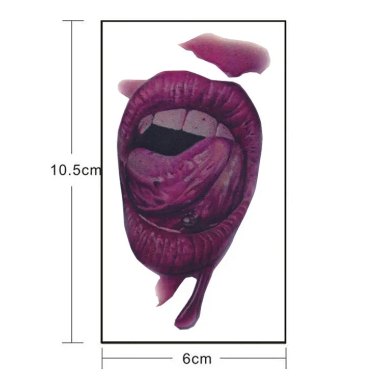 10pcs S-291 Halloween Terror Ferida Sangue Boca Realista Tatuagem Temporária Autocolante, S-291/10pcs