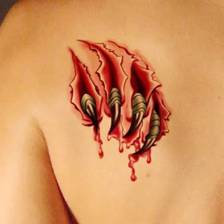 20pcs S-024 Halloween Terror Ferida Sangue Lesão Cicatriz Realista Tatuagem Temporária Autocolante, S-024/20pcs