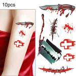 10pcs S-299 Halloween Terror Ferida Sangue Lesão Cicatriz Realista Tatuagem Temporária Autocolante, S-299/10pcs