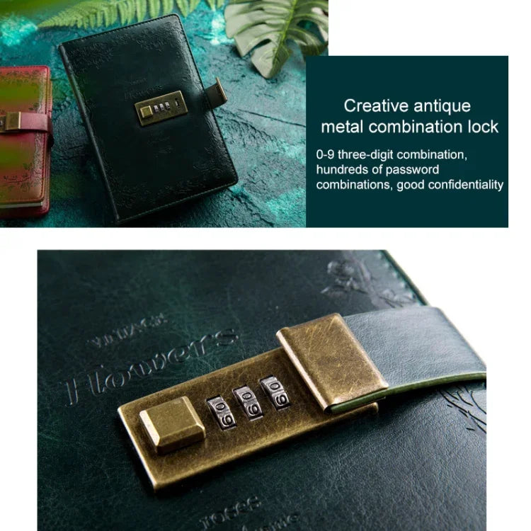 Caderno Diário Retro B6 com Capa em PU e Fecho com Palavra-passe