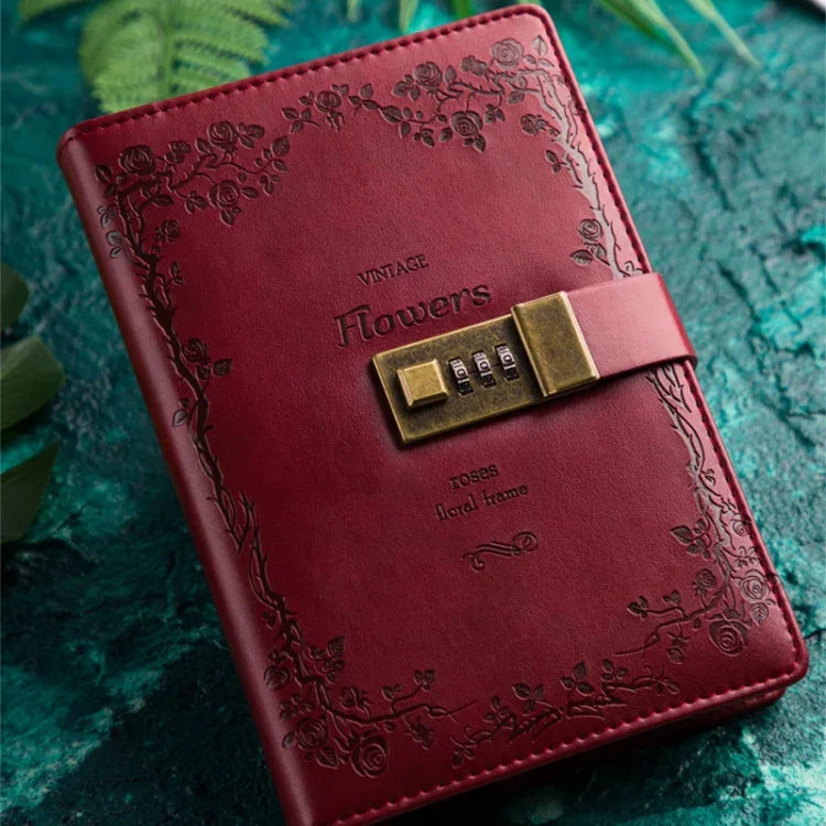 Caderno Diário Retro B6 com Capa em PU e Fecho com Palavra-passe