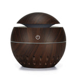 Humidificador USB com padrão de madeira, recortado, lâmpada de aromaterapia de sete cores, pulverizador automático de álcool com controlo remoto (Azul Céu), HC0372A, HC0372B, HC0372C, HC0372D, HC0372F, HC0372G, HC0372H, HC0372I, HC0372J, HC0372K