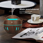 Humidificador USB com padrão de madeira, recortado, lâmpada de aromaterapia de sete cores, pulverizador automático de álcool com controlo remoto (Azul Céu), HC0372A, HC0372B, HC0372C, HC0372D, HC0372F, HC0372G, HC0372H, HC0372I, HC0372J, HC0372K