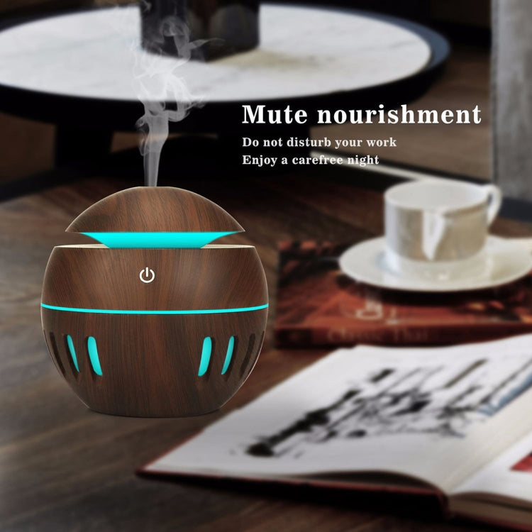 Humidificador USB com padrão de madeira, recortado, lâmpada de aromaterapia de sete cores, pulverizador automático de álcool com controlo remoto (Azul Céu), HC0372A, HC0372B, HC0372C, HC0372D, HC0372F, HC0372G, HC0372H, HC0372I, HC0372J, HC0372K