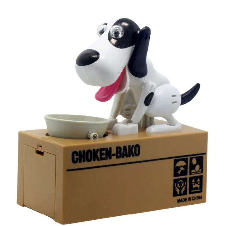 Cofre Automático Criativo em Forma de Cachorrinho Faminto para Guardar Moedas, Cofre de Cão