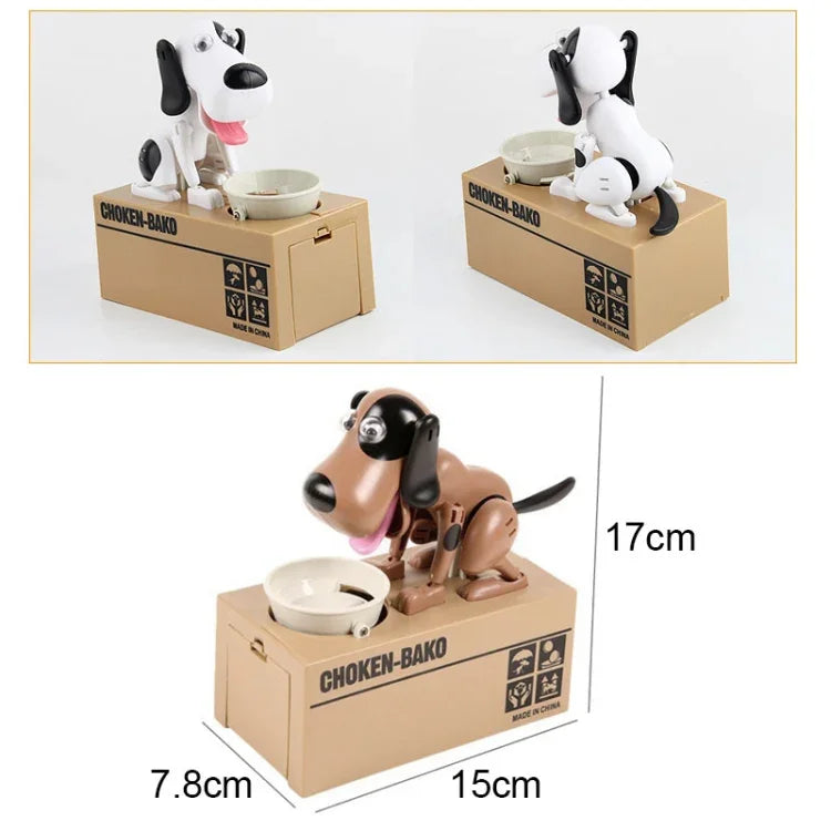Cofre Automático Criativo em Forma de Cachorrinho Faminto para Guardar Moedas, Cofre de Cão