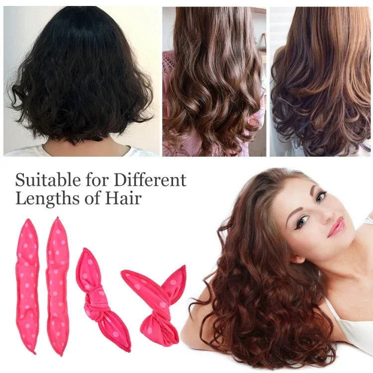 20 Peças de Rolo de Cabelo com Orelhas de Coelho para Dormir com Ponto Ondulado Fofo