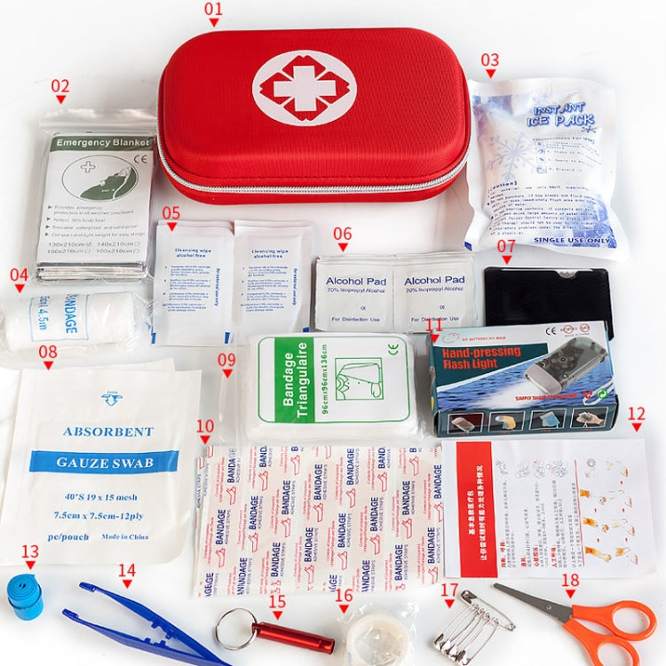 Kit de Sobrevivência e Resgate de Emergência Portátil EVA 43 em 1 para Carro, Casa e Exterior, 43 em 1 21x13x5cm (Preto), 43 em 1 21x13x5cm (Laranja), 43 em 1 21x13x5cm (Azul), 43 em 1 21x13x5cm (Vermelho)