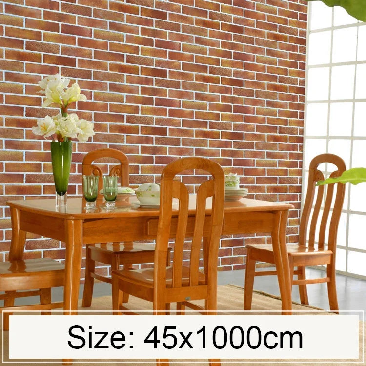 Papel de Parede Decorativo Criativo 3D Tijolo Horizontal Grande, Adesivos para Parede de Quarto e Sala, Rolo de Papel de Parede Impermeável, Tamanho: 45 x 1000cm, Tijolo horizontal grande