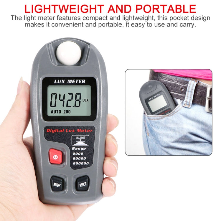 Medidor Digital Portátil de Luz Lux MT-30 com Ecrã LCD para Fábrica / Escola / Casa e Diversas Ocasiões, Alcance: 0,1-200.000 Lux, MT-30