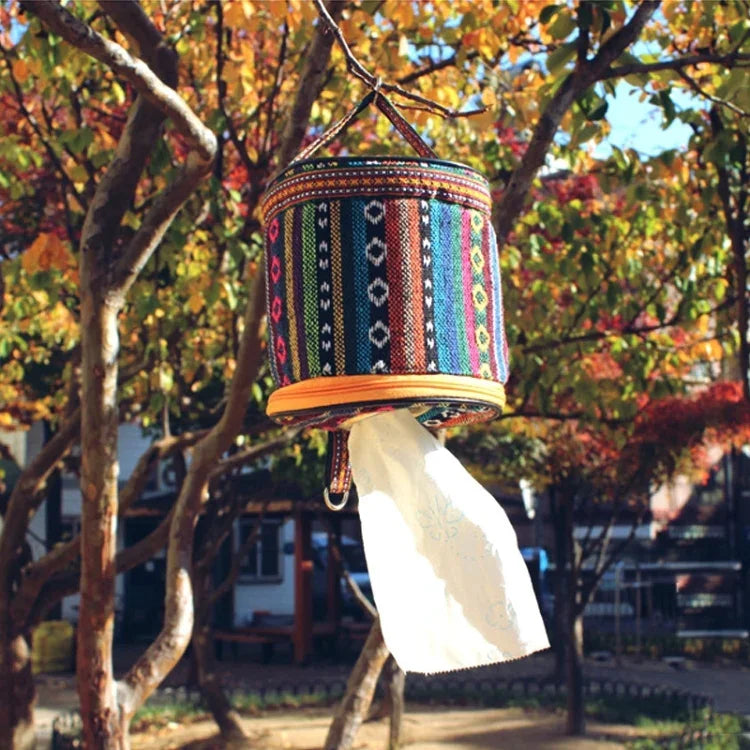 Bolsa de Armazenamento Dobrável para Lenços em Estilo Étnico para Campismo ao Ar Livre, Tamanho: 14,5*13 cm