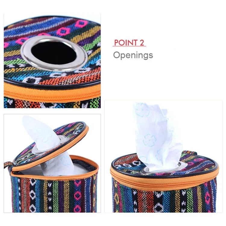 Bolsa de Armazenamento Dobrável para Lenços em Estilo Étnico para Campismo ao Ar Livre, Tamanho: 14,5*13 cm