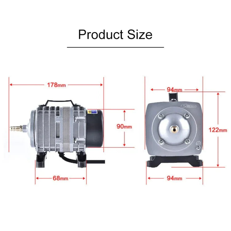 Compressor de Ar Electromagnético ACO-003 35W 65L/Min para Tanque de Peixes e Marisco, Aumenta o Fluxo de Oxigénio, Divisor de Ar, Ficha US, ACO-003