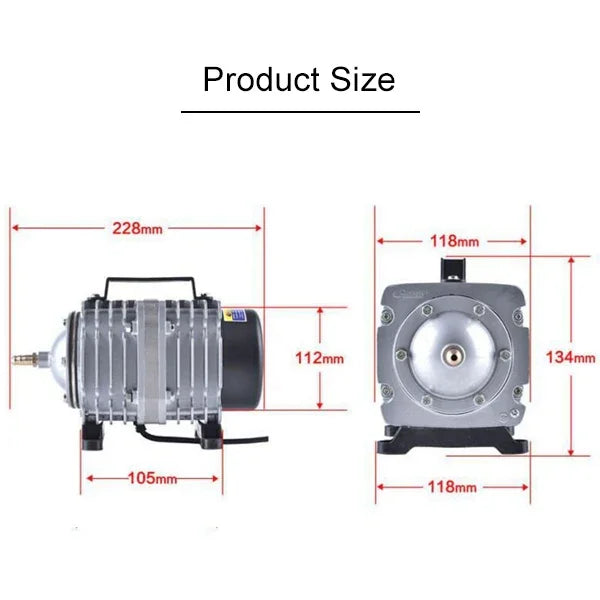 ACO-006 Bomba de ar eletromagnética 80W 88L/min Compressor para aquário de marisco e peixes, aumento do fluxo de oxigénio, divisor de ar, ficha US, ACO-006