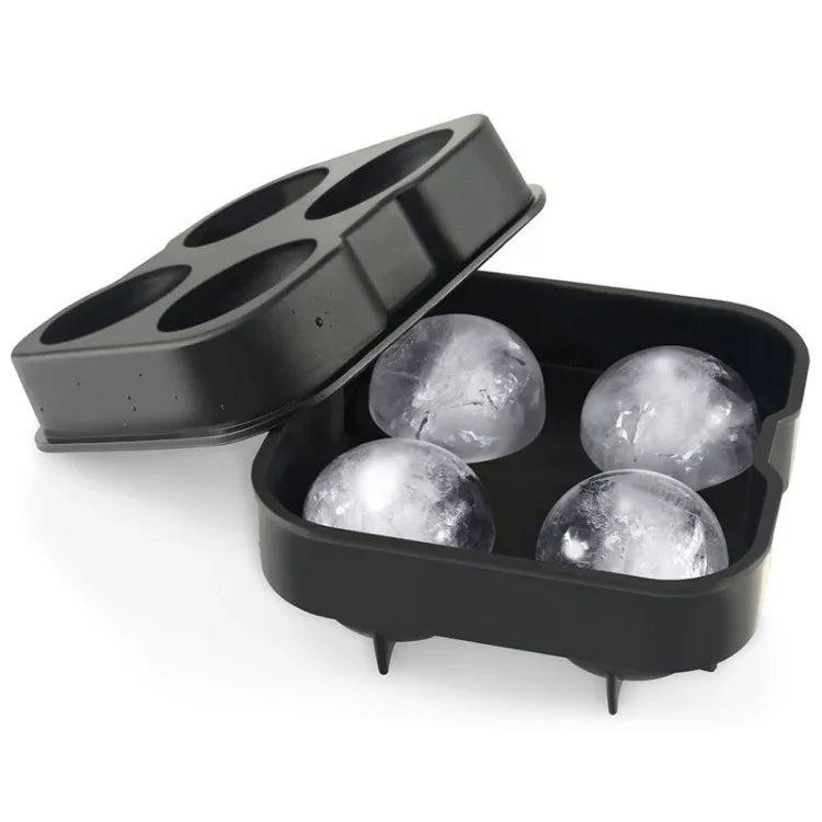 Molde de Silicone para Cubos de Gelo em Forma de Bola com 4 Divisórias, Forma de Bola