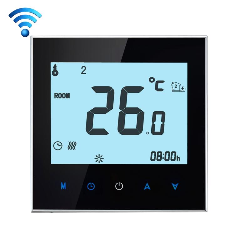 Termóstato Digital WiFi para Aquecimento de Água Tipo Carga 3A BHT-1000-GA-WIFI, Ecrã Tátil LCD, Mostra Relógio / Temperatura / Períodos / Hora / Semana / Aquecimento, BHT-1000 3A (Preto), BHT-1000 3A (Branco)