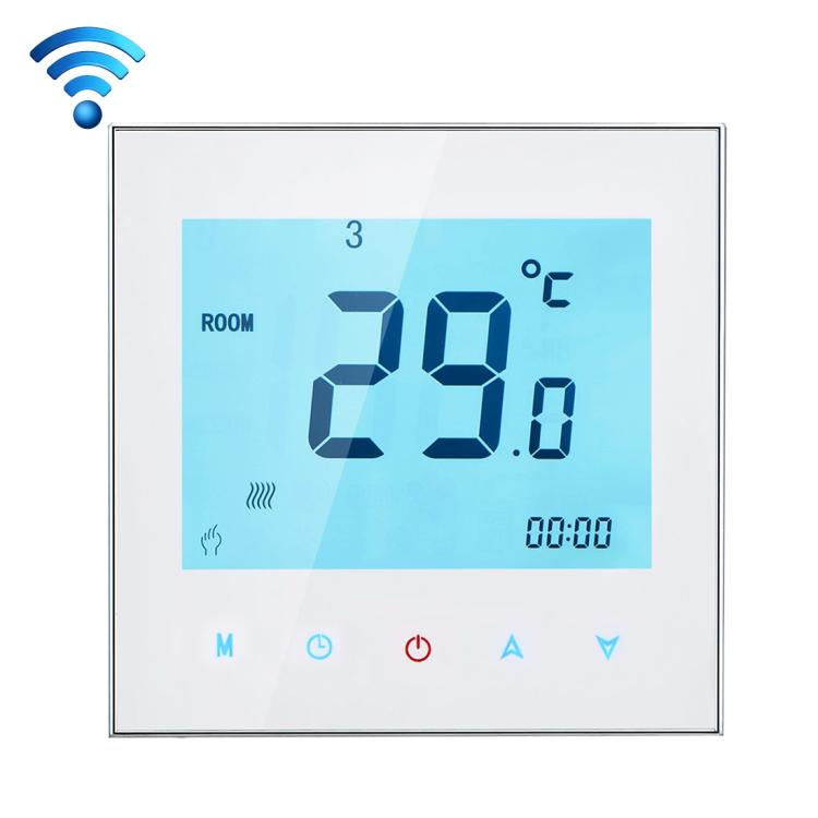 Termóstato Digital WiFi para Aquecimento de Água Tipo Carga 3A BHT-1000-GA-WIFI, Ecrã Tátil LCD, Mostra Relógio / Temperatura / Períodos / Hora / Semana / Aquecimento, BHT-1000 3A (Preto), BHT-1000 3A (Branco)