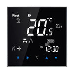 Termostato de sala para unidade de ventiloconvectores de 2 tubos com ecrã tátil LCD tipo ar condicionado central BAC-2000, Velocidade do ventilador / Relógio / Temperatura / Hora / Semana / Aquecimento etc., BAC-2000 (Preto), BAC-2000 (Branco)