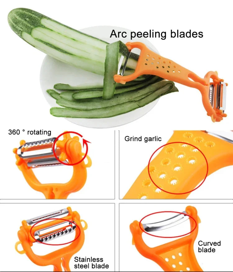 Descascador Portátil de Frutas e Legumes para Maçã, Pepino, Batata, Cortador de Legumes (Laranja)