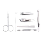 Kit de Cuidados para Unhas 7 em 1 com Cortador de Unhas Plano, Alicate de Unhas Oblíquo, Pinça Dupla, Tesoura para Sobrancelhas, Pinça para Sobrancelhas, Cotonete para Ouvido, Lixa de Unhas Dupla Face com Bolsa de Couro