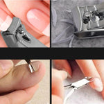 Kit de Cuidados para Unhas 7 em 1 com Cortador de Unhas Plano, Alicate de Unhas Oblíquo, Pinça Dupla, Tesoura para Sobrancelhas, Pinça para Sobrancelhas, Cotonete para Ouvido, Lixa de Unhas Dupla Face com Bolsa de Couro