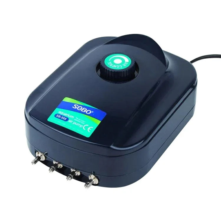 SOBO SB-988 Bomba de Ar para Aquário Silenciosa Ajustável 12W com 4 Saídas, Bomba de Oxigénio para Tanque de Peixes, SOBO SB-988