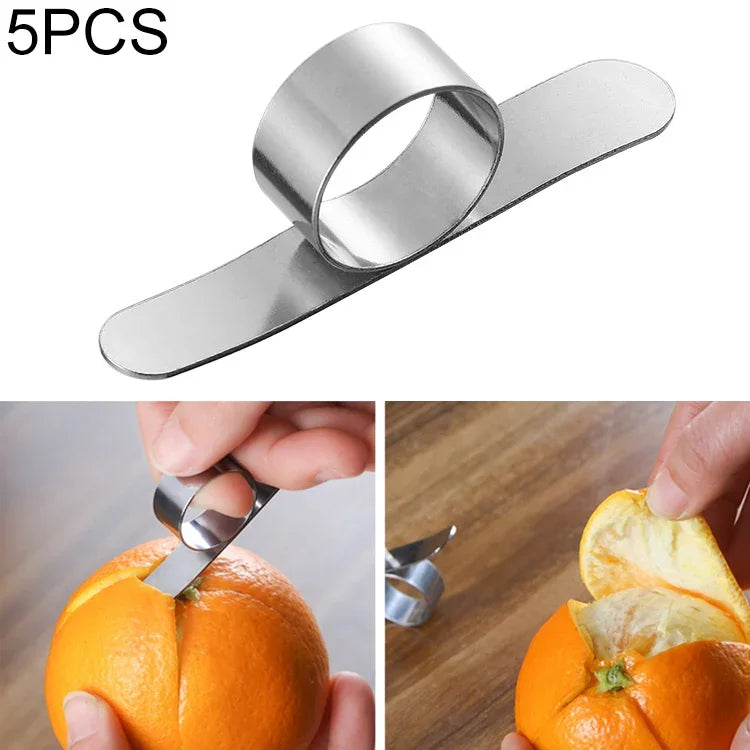 5 Peças de Descascador de Laranja de Aço Inoxidável para Abrir com o Dedo, 5 Peças de Aço Inoxidável