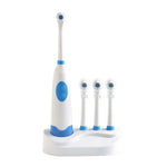 Conjunto Criativo de Escova de Dentes Elétrica Rotativa Impermeável Doméstica 2W com 4 Cabeças de Escova de Substituição e Base, 8500 Rotações Por Minuto