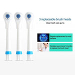 Conjunto Criativo de Escova de Dentes Elétrica Rotativa Impermeável Doméstica 2W com 4 Cabeças de Escova de Substituição e Base, 8500 Rotações Por Minuto
