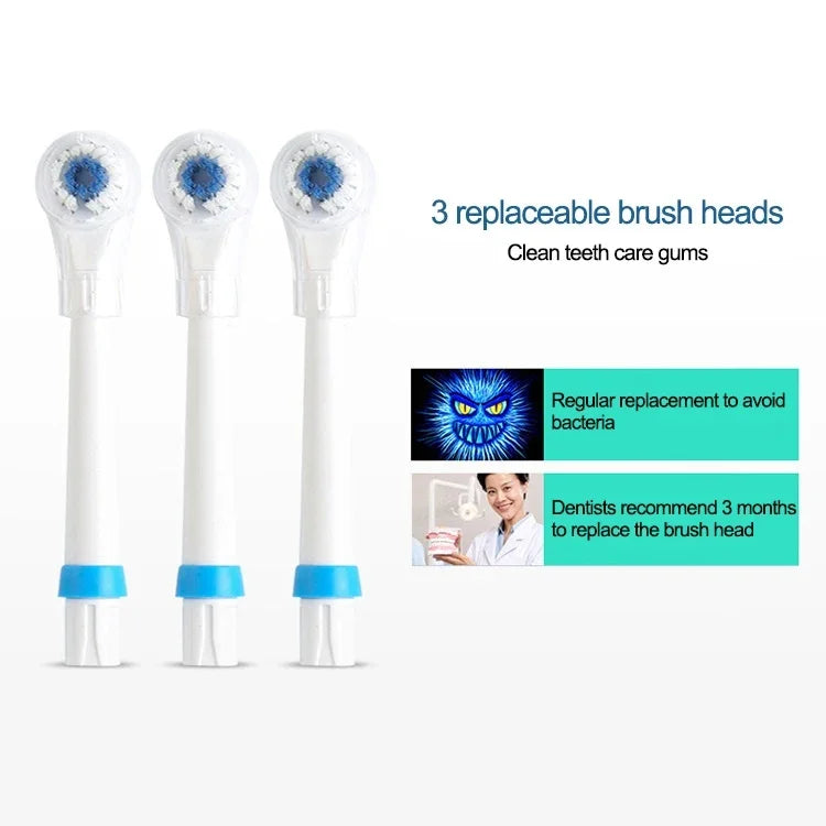 Conjunto Criativo de Escova de Dentes Elétrica Rotativa Impermeável Doméstica 2W com 4 Cabeças de Escova de Substituição e Base, 8500 Rotações Por Minuto