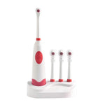 Conjunto Criativo de Escova de Dentes Elétrica Rotativa Impermeável Doméstica 2W com 4 Cabeças de Escova de Substituição e Base, 8500 Rotações Por Minuto