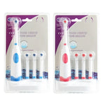 Conjunto Criativo de Escova de Dentes Elétrica Rotativa Impermeável Doméstica 2W com 4 Cabeças de Escova de Substituição e Base, 8500 Rotações Por Minuto