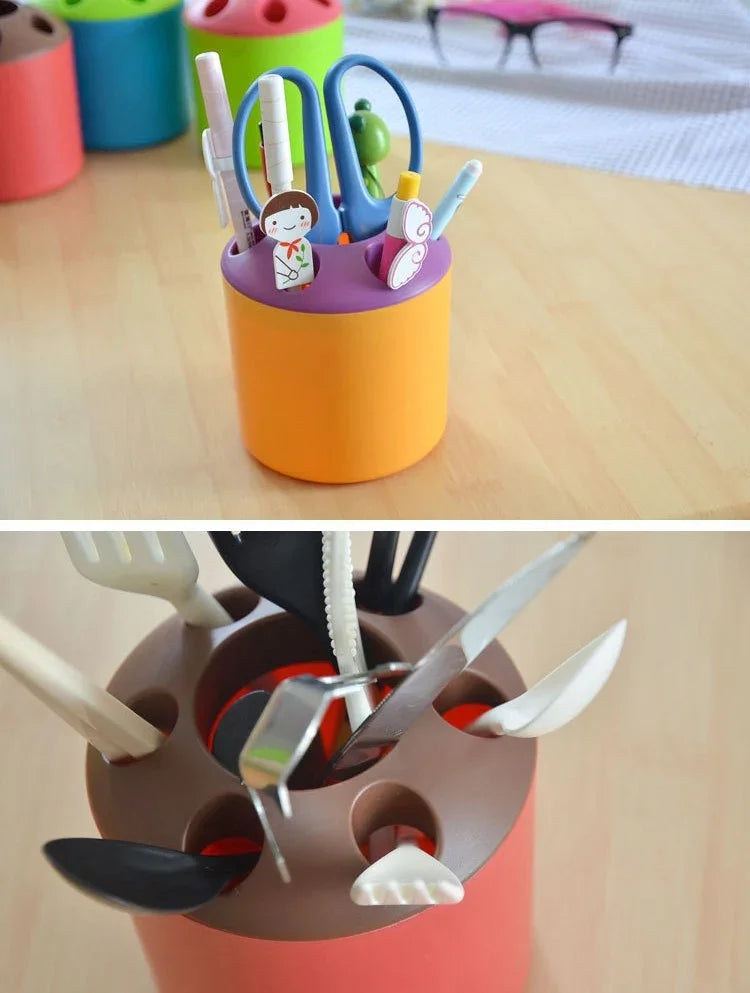 10 Peças Recipiente Multifuncional Criativo para Canetas Coloridas e Suporte para Escova de Dentes, Material Escolar e Escritório, Entrega de Cor Aleatória