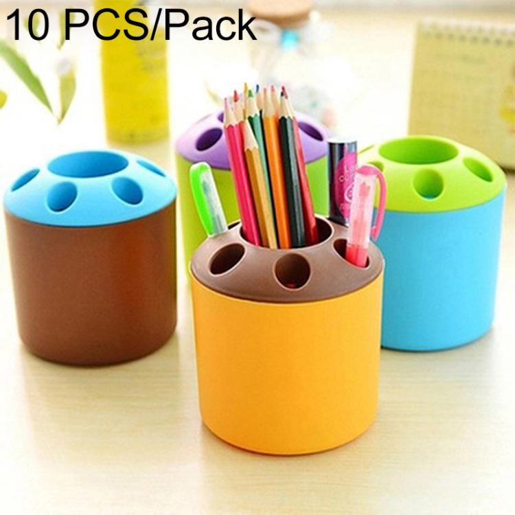 10 Peças Recipiente Multifuncional Criativo para Canetas Coloridas e Suporte para Escova de Dentes, Material Escolar e Escritório, Entrega de Cor Aleatória