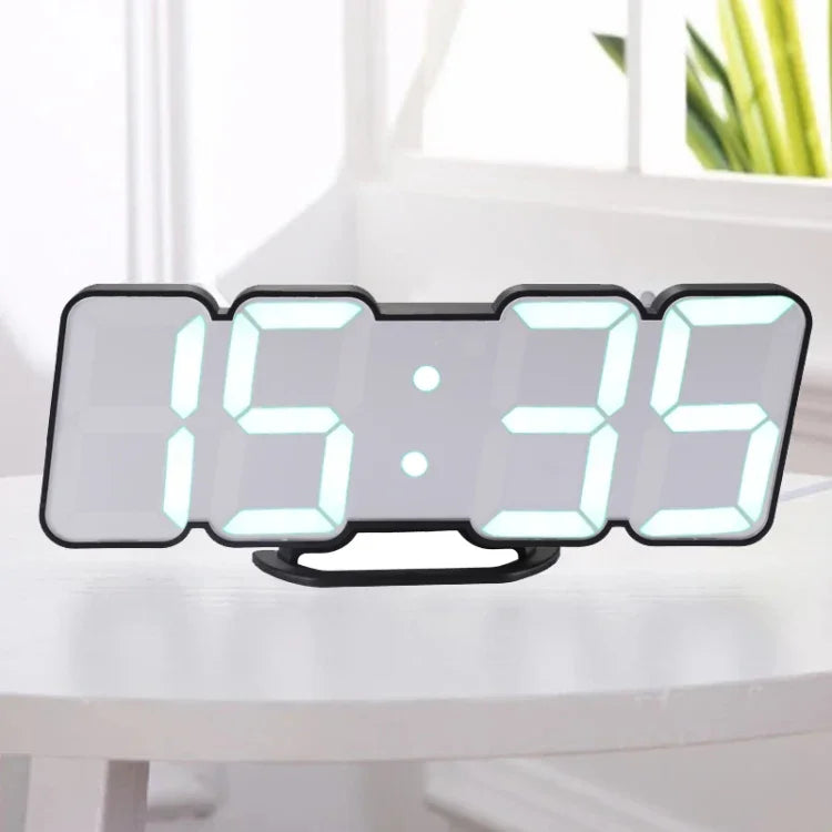 Relógio Despertador Digital Colorido LED 3D Moderno com Controlo de Som, Ajuste de Brilho, Relógio de Parede Eletrónico Luminoso com Controlo Remoto, 9001 Preto, 9001 Branco