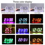 Relógio Despertador Digital Colorido LED 3D Moderno com Controlo de Som, Ajuste de Brilho, Relógio de Parede Eletrónico Luminoso com Controlo Remoto, 9001 Preto, 9001 Branco