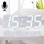 Relógio Despertador Digital Colorido LED 3D Moderno com Controlo de Som, Ajuste de Brilho, Relógio de Parede Eletrónico Luminoso com Controlo Remoto, 9001 Preto, 9001 Branco