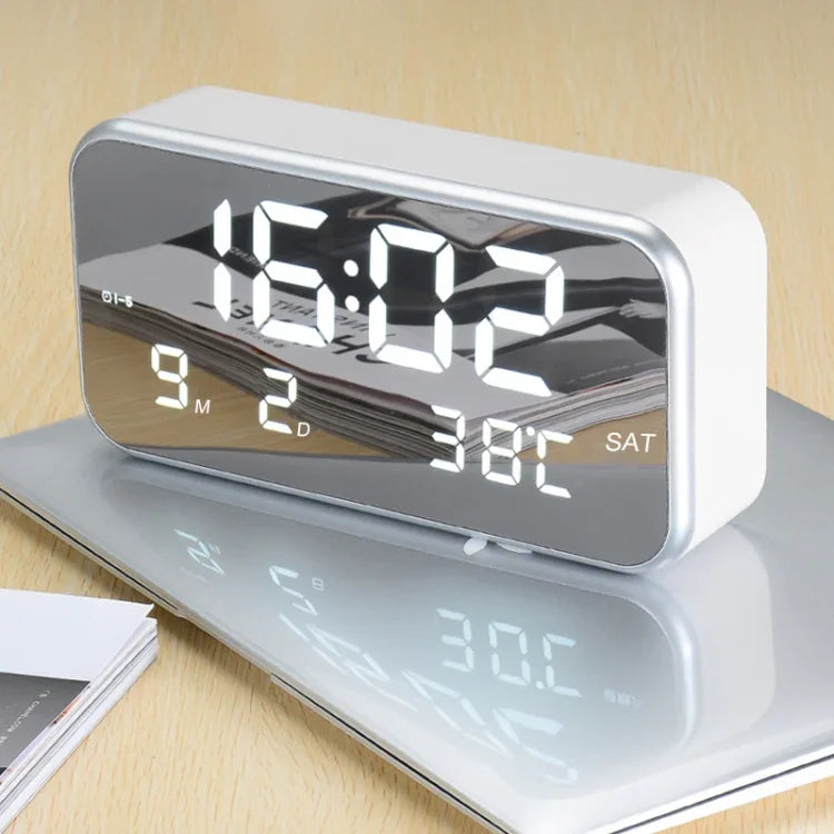 Despertador Musical Digital LED de Ecrã Grande Multifuncional com Exibição de Hora / Semana / Temperatura / Calendário e Controlo Remoto, DC 5V, Despertador Musical