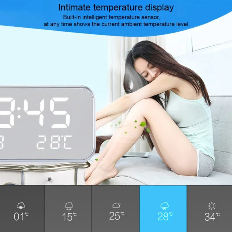 Despertador Musical Digital LED de Ecrã Grande Multifuncional com Exibição de Hora / Semana / Temperatura / Calendário e Controlo Remoto, DC 5V, Despertador Musical