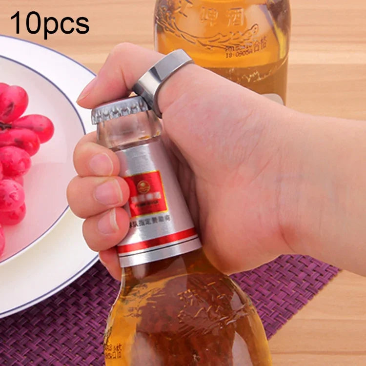 10 Abridores de Garrafa e Lata de Cerveja em Estilo Anel, Diâmetro Interno: 2,2cm, 10 unidades