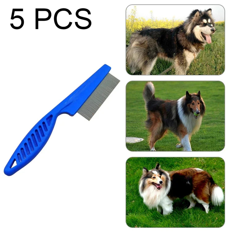 Conjunto de 5 Pentes para Gatos e Cães, Pentes de Aço Inoxidável com Dentes Finos para Remoção de Pulgas, Comprimento: 14cm, Comprimento: 14cm, Azul, Comprimento: 14cm, Roxo, Comprimento: 14cm, Branco