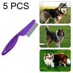 Conjunto de 5 Pentes para Gatos e Cães, Pentes de Aço Inoxidável com Dentes Finos para Remoção de Pulgas, Comprimento: 14cm, Comprimento: 14cm, Azul, Comprimento: 14cm, Roxo, Comprimento: 14cm, Branco