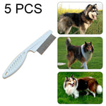 Conjunto de 5 Pentes para Gatos e Cães, Pentes de Aço Inoxidável com Dentes Finos para Remoção de Pulgas, Comprimento: 18,5cm, Comprimento: 18,5cm, Azul, Comprimento: 18,5cm, Branco