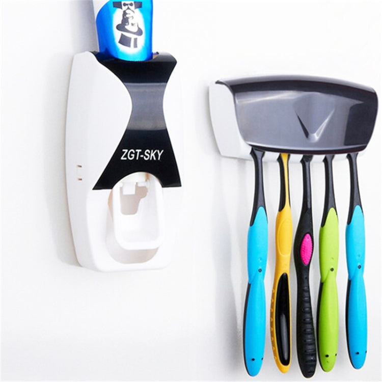 Conjunto Dispensador Automático de Pasta de Dentes com 5 Suportes para Escova de Dentes