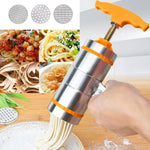 Máquina de Massas Manual Pequena de Aço Inoxidável com 3 Moldes, Estilo de Prensagem, Máquina de Massas de Mão, 3 Moldes