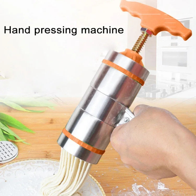 Máquina de Massas Manual Pequena de Aço Inoxidável com 3 Moldes, Estilo de Prensagem, Máquina de Massas de Mão, 3 Moldes