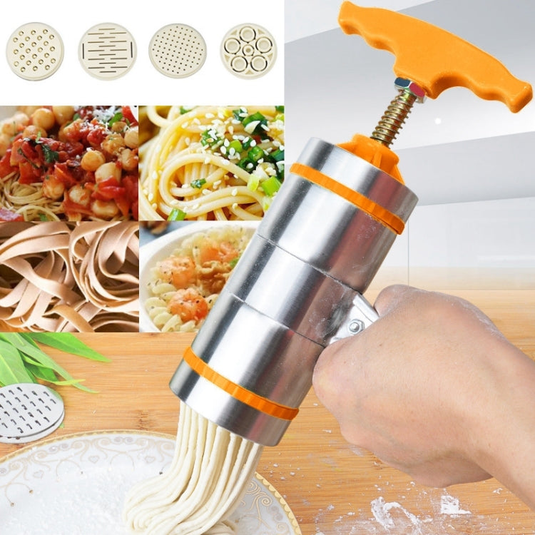 Máquina Manual Pequena para Fazer Massa com 4 Moldes em Aço Inoxidável, Estilo Prensa, Portátil