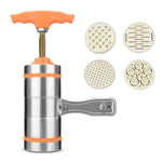 Máquina Manual Pequena para Fazer Massa com 4 Moldes em Aço Inoxidável, Estilo Prensa, Portátil