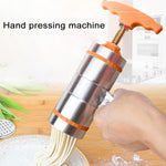 Máquina Manual Pequena para Fazer Massa com 4 Moldes em Aço Inoxidável, Estilo Prensa, Portátil