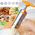 Máquina Manual Pequena para Fazer Massa com 5 Moldes em Aço Inoxidável, Estilo Prensa, Portátil